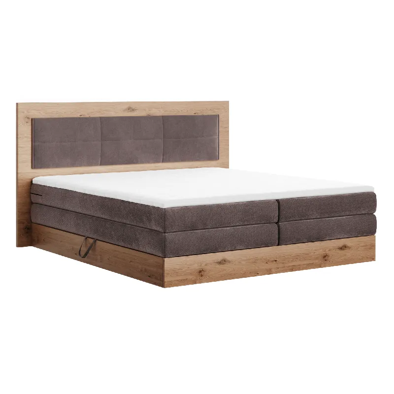 Pat boxspring 160x200, maro, RENIZE NEW - Ofertă specială