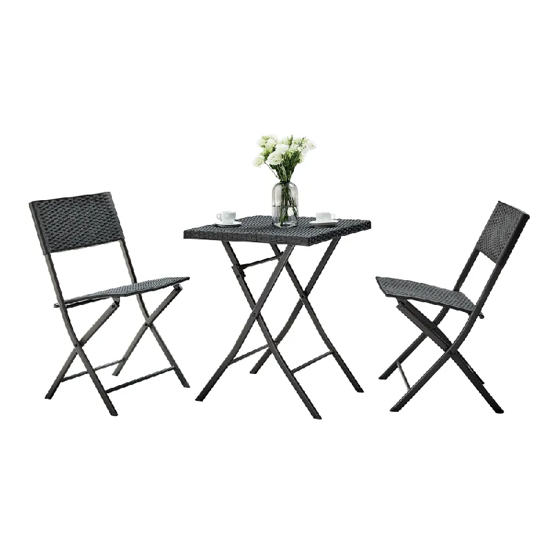 Set ratan de grădina 1+2, negru, FARUK - Ofertă excelentă