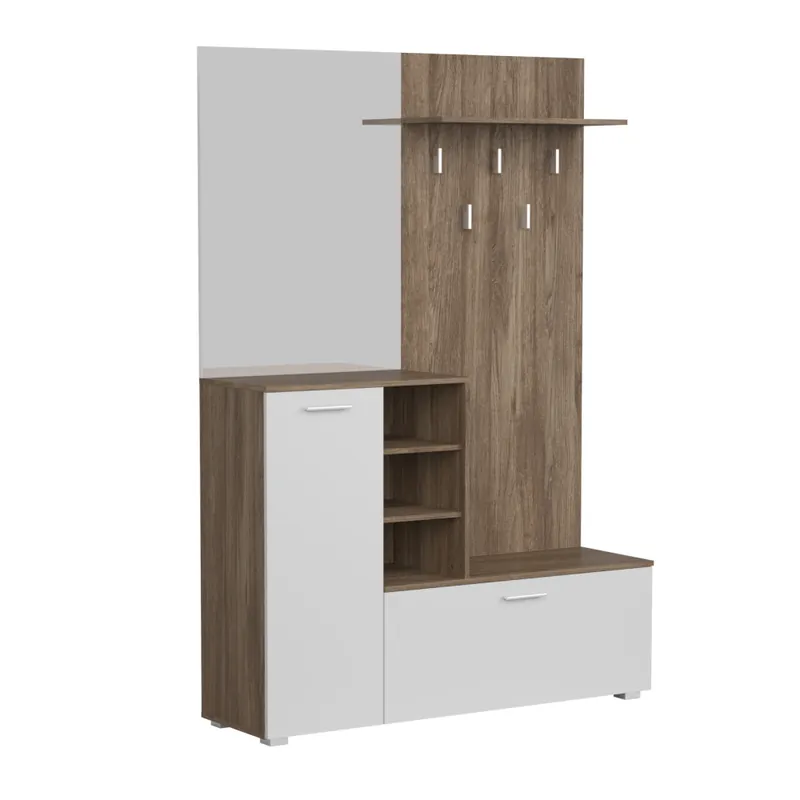 Set hol, stejar ansberg/ alb, VETLANDA - Ofertă excelentă
