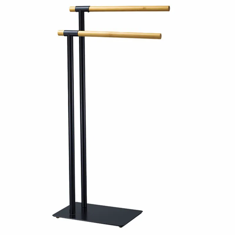 Se vinde rapid - Suport pentru prosoape, metal de culoare neagră / bambus, LABAN