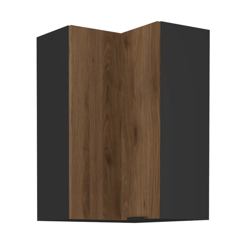 Produs apreciat | Dulap de colţ superior, nuc okapi/negru, MENZO 60x60 GN-90 2F