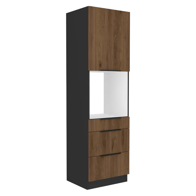 Dulap înalt pentru cuptor încorporabil, nuc okapi/negru, MENZO 60 DPS-210 3S1F - Reducere exclusivă
