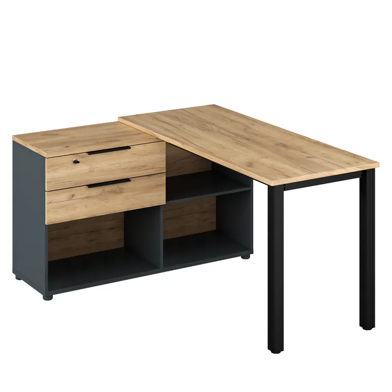 Birou de colţ pentru PC, grafit/stejar artisan, KLAUDIUS TIP 8 - Au mai rămas puține bucăți