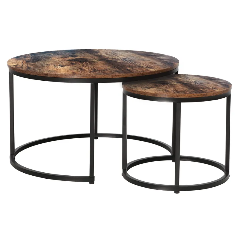 Măsuţe de cafea, set de 2, nuc/negru, CIRKO | În stoc