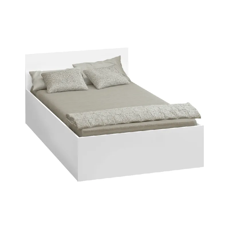 Pat cu somieră metalic şi spaţiu de depozitare, 120x200, alb, DOLI | Lansare