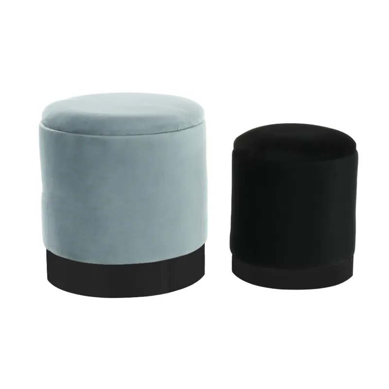 Taburete, set 2 buc, gri/negru, AIGUL SET | Outlet