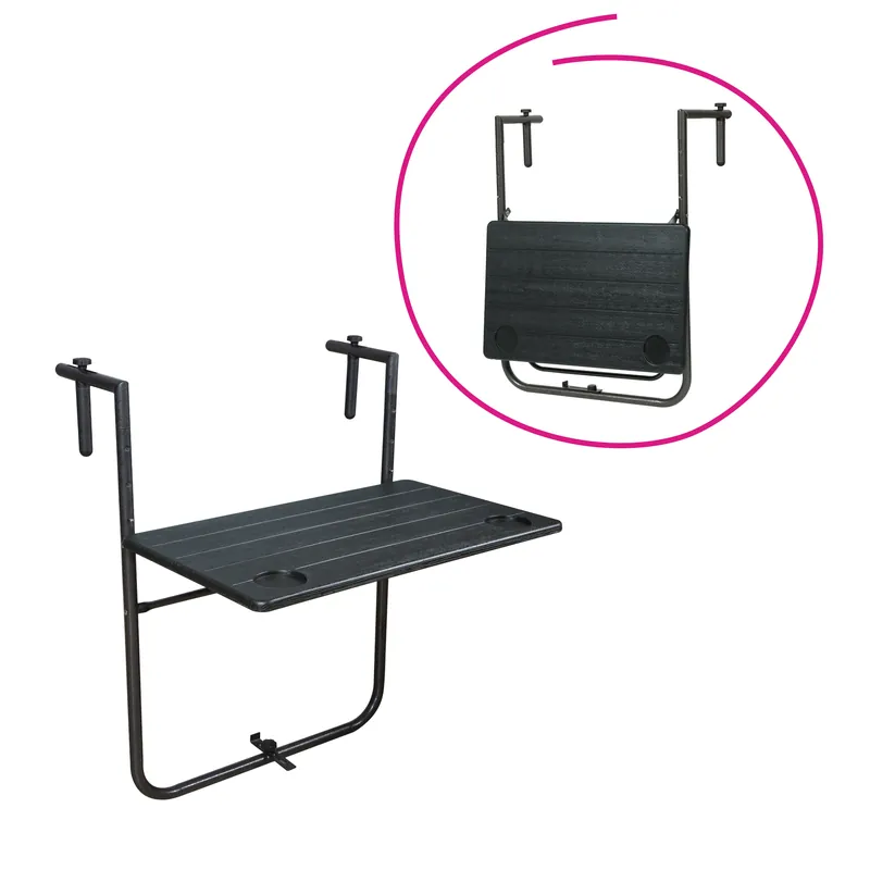 Măsuţă de balcon pliabilă, neagră, UZOR - Expediere rapidă