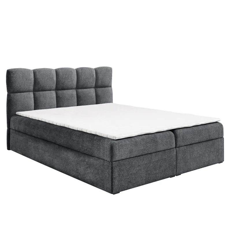 Acum disponibil | Pat boxspring, 140x200, gri închis, NEGRY