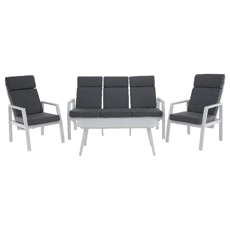 Disponibil - Set extensibil de grădină, gri/alb, aluminiu, EDOIN