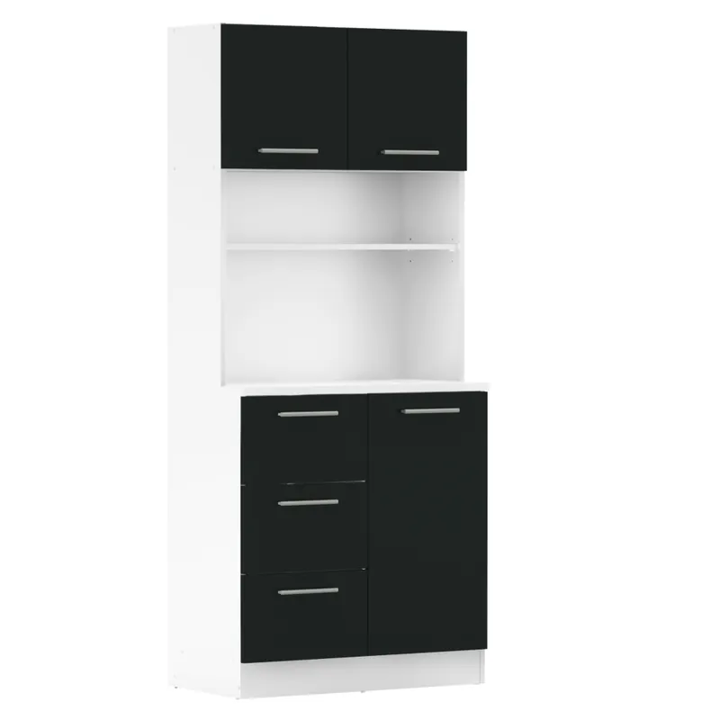 Alegerea clienților | Dulap de bucătărie cu trei uşi, alb/negru, LASET NEW