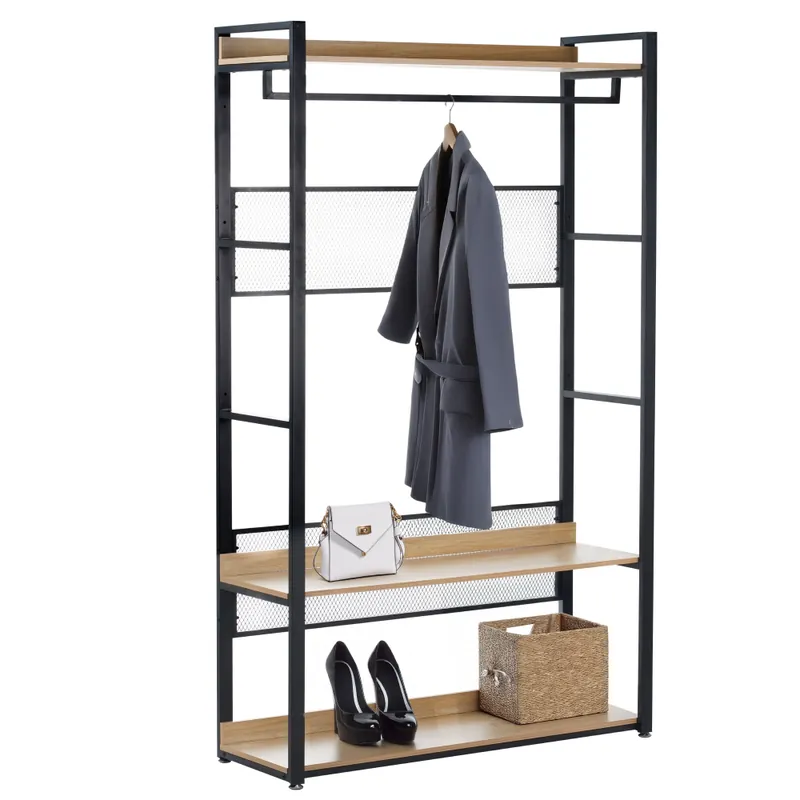 Etajeră cu rafturi, stejar/negru, KILOS NEW TIP 2 - Selecție de top