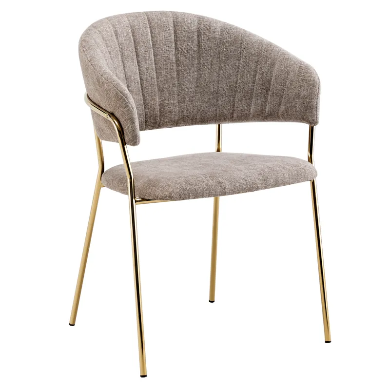 Fotoliu de sufragerie de design, textil maro/gold crom auriu, DASMIN TIP 1 | Calitate premium