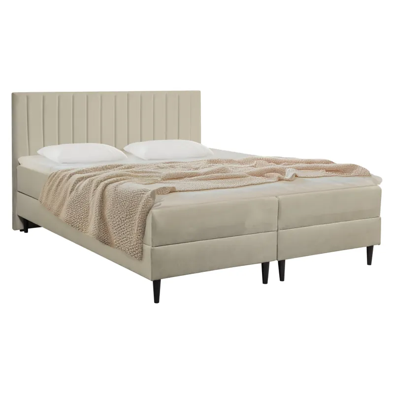 Pat boxspring, 160x200, bej, VALENCI - Calitate excelentă