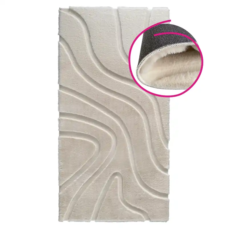 Covor, crem/model 3D, 140x200, PUFIN TYP 2 - Calitate de top