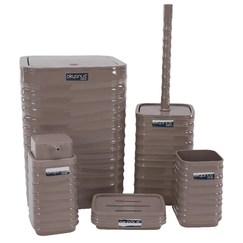 Set accesorii baie, 5 piese, maro, MATIO | Livrare imediată