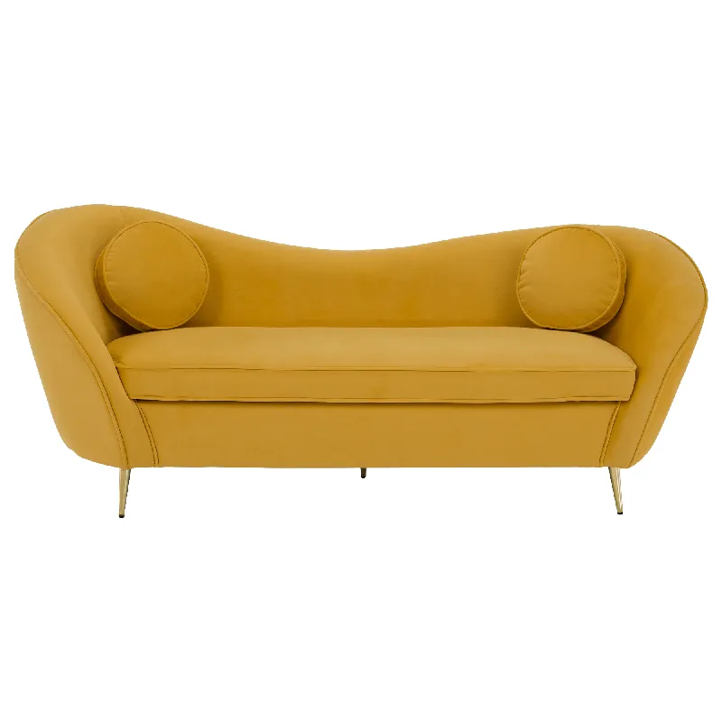 Canapea cu 3 locuri de design, ţesătură Velvet galbenă/gold crom auriu, EZIO TYP 3 - Promoție limitată