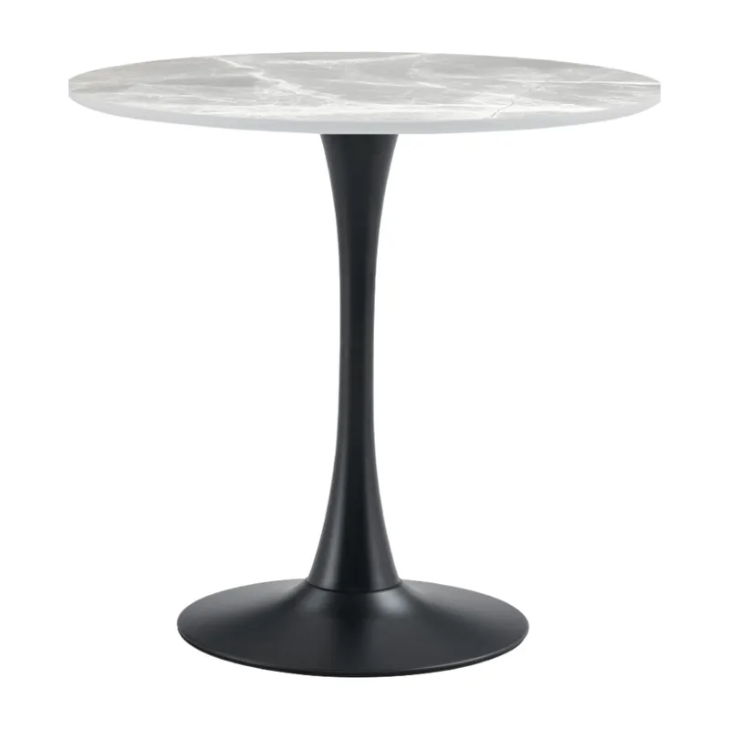 Calitate premium | Masă de sufragerie, marmură gri/negru, diametru 90 cm, LORIAN TYP 1