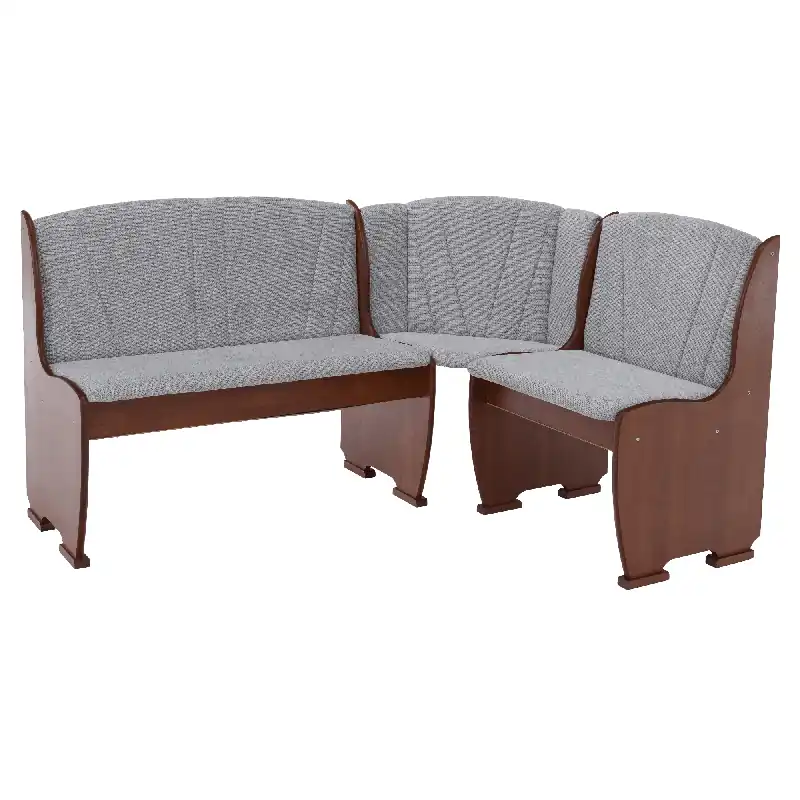 Bancă de colţ, din lemn, bronz maro/gri deschis, COLTON - Outlet