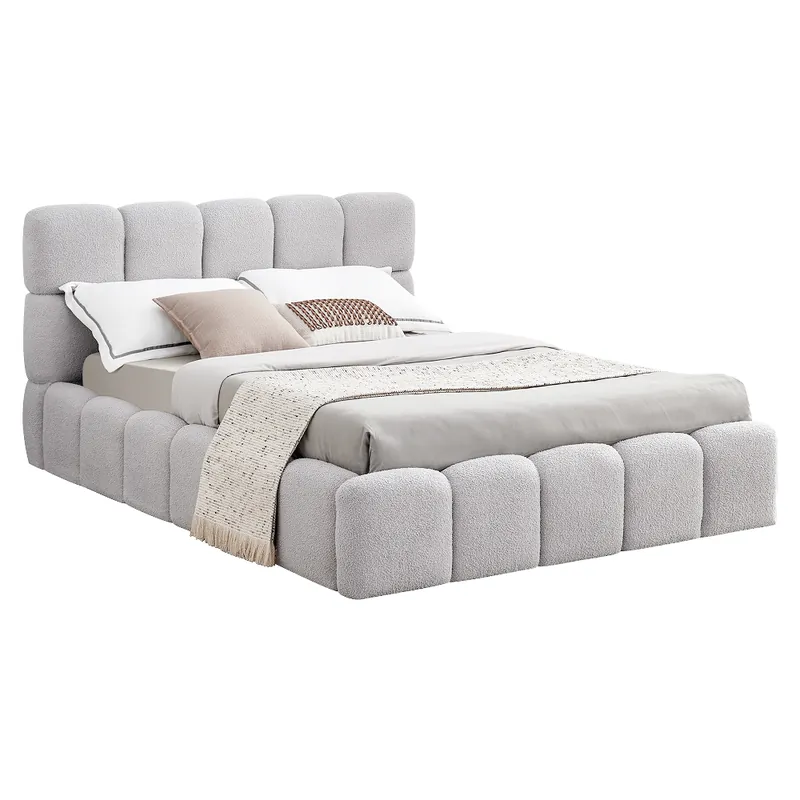 Pat cu somieră metalică şi spaţiu de depozitare, 140x200, gri, SORELA | Promoție limitată