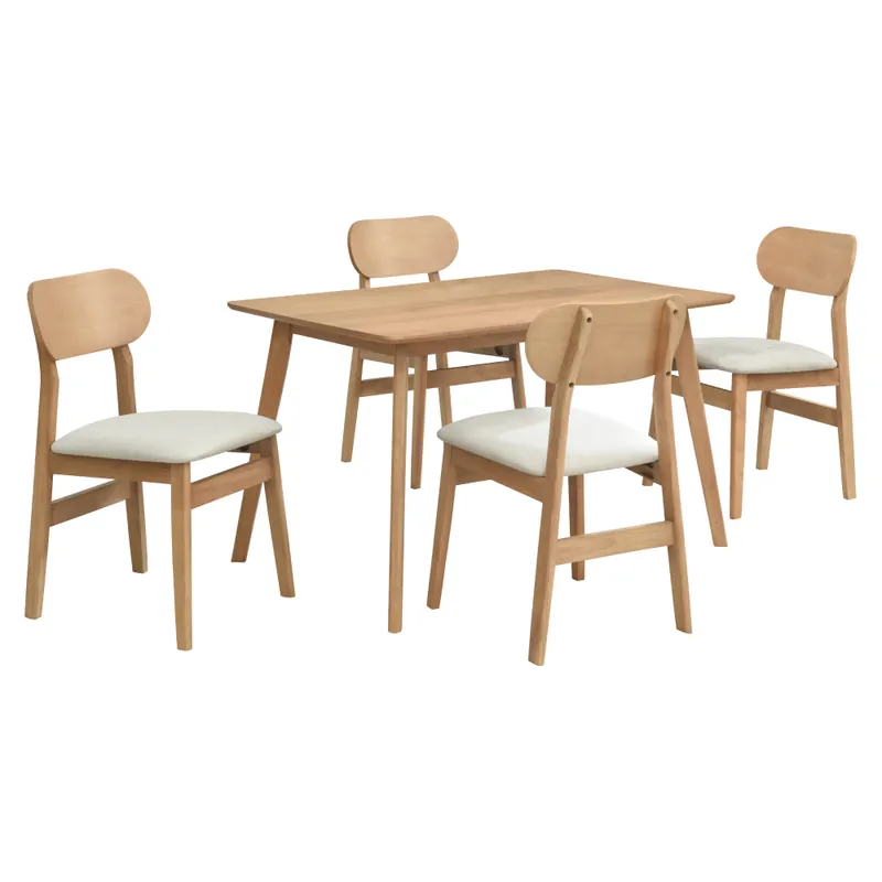 Set de sufragerie 1+4, stejar natural/bej, FALEN - Economisește acum