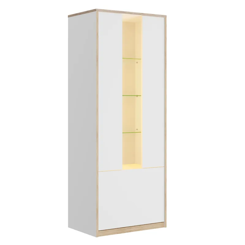 Stoc limitat - Vitrină joasă cu iluminare LED, albă, COMPI 1D1W