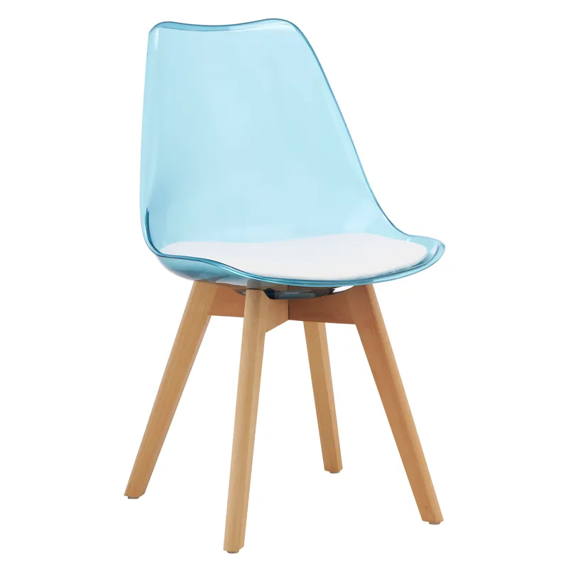 Scaun, albastru transparent, acrilic/piele ecologică/fag, BALI 3 NEW | În tendințe