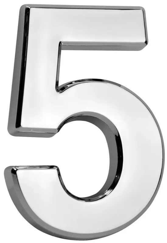 Număr MagicHome „5”, pentru locuință, cu bandă adezivă, argintiu, 70x100 mm, ABS (promoție) - Expediere rapidă