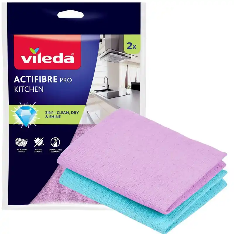 Prosop Vileda Actifibre, din microfibră, pentru bucătărie, pachet de 2 bucăți | Recomandarea clienților