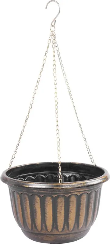 Favoritul clienților - Ghiveci Strend Pro, suspendat, auriu, 24,5 x 15 cm, cu lanț și cârlig (promoție)