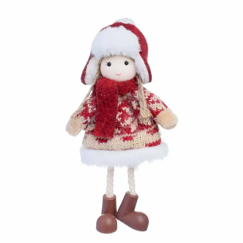Agățat ornament GIRL 17cm textil roșu (acțiune) - Preț outlet