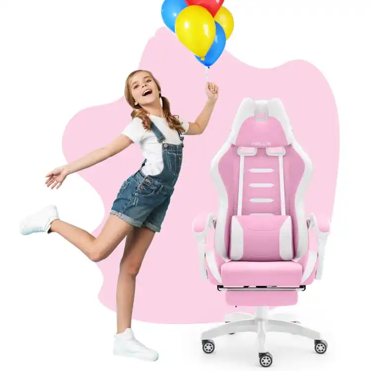 Grăbește-te | Scaun de gaming roz pentru copii HELLS CHAIR HC-1039 2.0