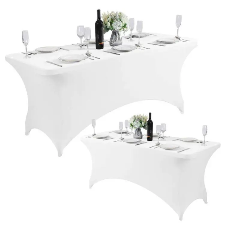 Calitate excelentă | Față de masă elastică albă pentru masă de catering - 240 cm