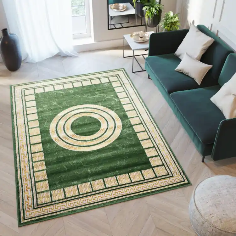 Covor de lux cu model de culoare verde - Livrare expres