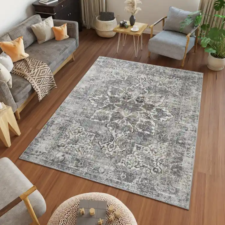Reducere exclusivă | Covor gri cu model vintage