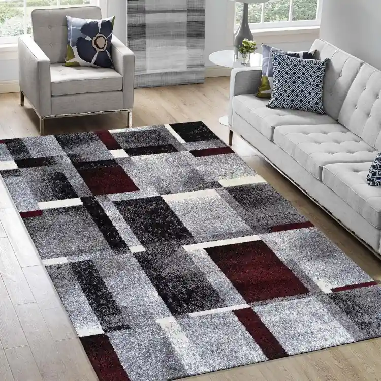 Preț promoțional | Covor cu model geometric în roșu