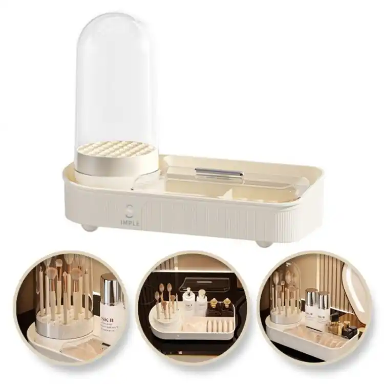 Organizator cosmetic cu nervuri de culoare crem | Cumpără direct de la producător