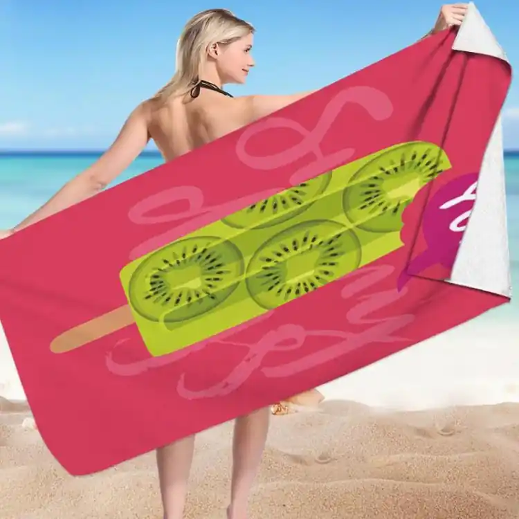 Prosop de plajă roz cu imprimeu popsicle | Produs nou