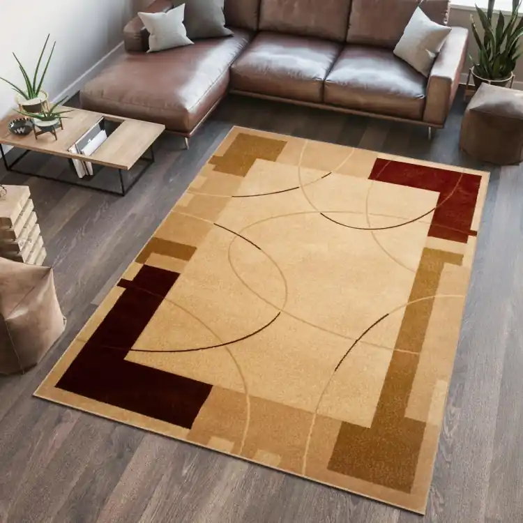 În topul vânzărilor - Covor crem cu model geometric