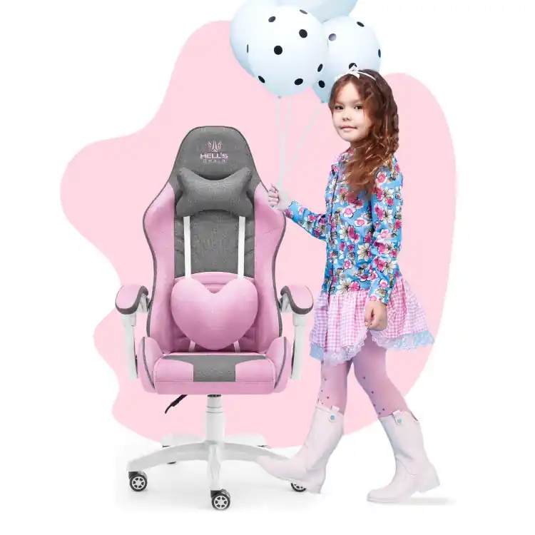 Plată sigură | Scaun de joacă roz-gri HELL‘S CHAIR pentru copii
