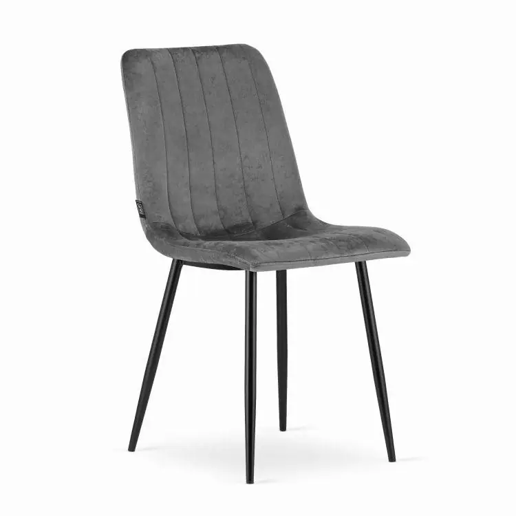 Set 4 scaune cu spătar - catifea gri închis | Reducere suplimentară