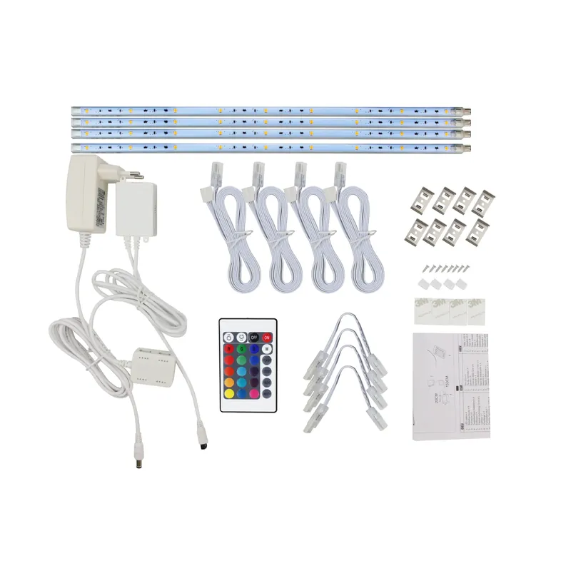 Comandă rapid | Baghete LED QL RGB 40cm 3W, 4 bucati, telecomanda, transformator si accesorii incluse