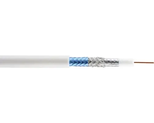 Promoție limitată | Cablu Tv Coaxial Rg6/u 1, 02mm² 85db Alb, Inel 50m, Ecranare Tripla