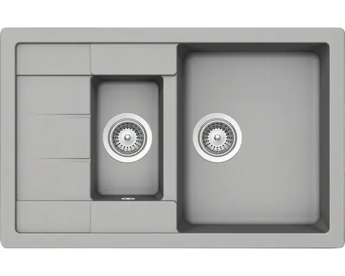 Chiuveta Bucatarie Cu 1 Cuva + ½ Schock Manhattan D-150s 78x50 Cm, Cu Picurator, Reversibila, Cristalite Croma | Super ofertă