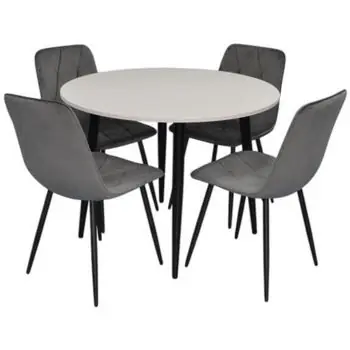 Cumpără online - Set masă și scaune Evelin di Costacurta cтол DT-402-3B + 4 стула YTC-080B Bluvel-14 (Dark grey)