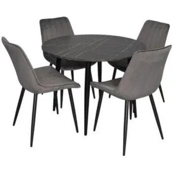Economisește acum | Set masă și scaune Evelin di Costacurta cтол DT-402-6B + 4 стула YTC-055B Bluvel-14 (Dark grey)