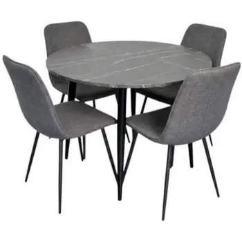 Set masă și scaune Evelin di Costacurta cтол DT-402-6B + 4 стула YTC-078B Bluvel-14 (Dark grey) - Plasează comanda acum