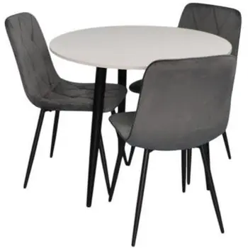 Set masă și scaune Evelin di Costacurta cтол DT-404-3B + 3 стула YTC-080B Bluvel-14 (Dark grey) - Preț excelent