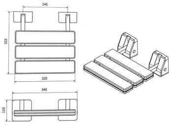 Scaun de baie si duș Bisk 07623 Scaun baie pliabil cu fixare pe perete 320x328mm | Bestseller