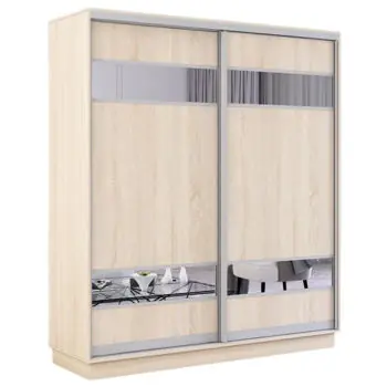 Produs nou lansat | Dulap Mobildor-Lux Fox uși glisante din PAL cu elemente din oglindă (170x60x240H cm) Sonoma