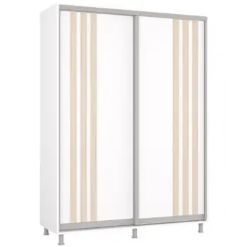 Direct din fabrică - Dulap Mobildor-Lux Aron cu uși glisante сu lamele (160x60x230H cm) Alb Brilliant